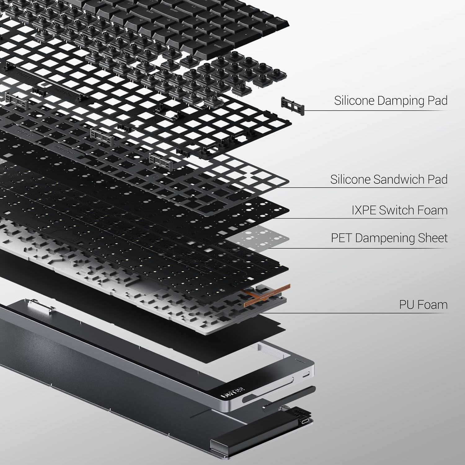 LOFREE Flow2 Low-Profile Mechanical Keyboard, Aluminum Alloy with Void Linear Switches, Rechargeable Wireless Keyboards